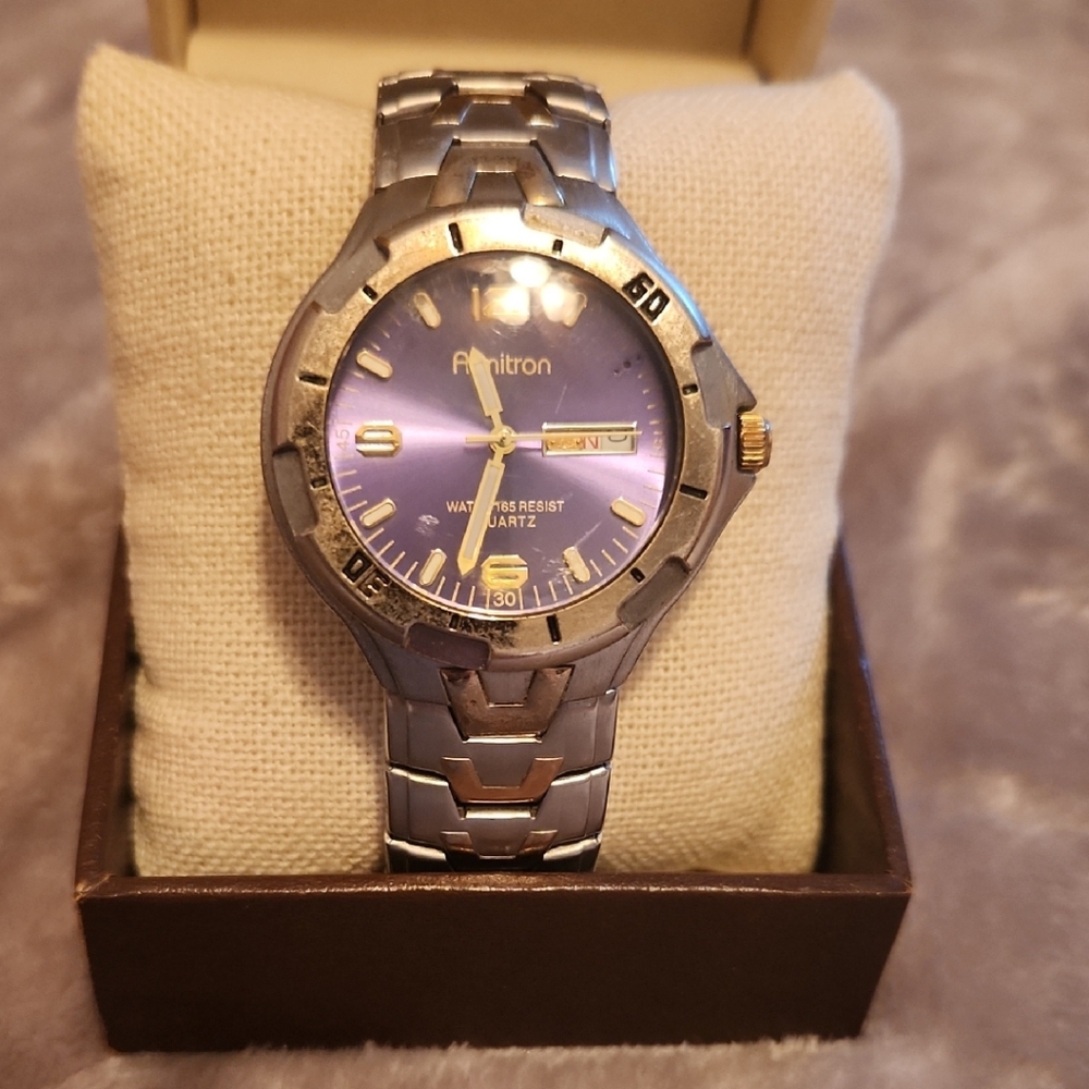 Armitron Silver Watch with Purple Face